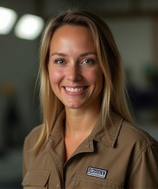 Portrait of Maria Lee, Paint Specialist trained in Cromax water-based systems
