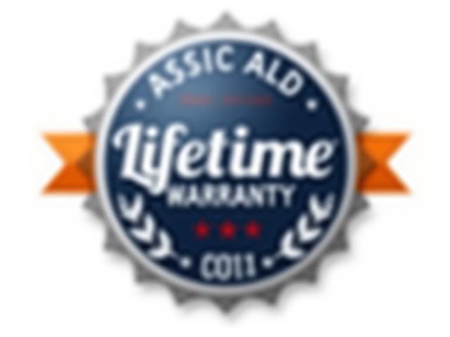 Seal or badge representing lifetime warranty on repairs