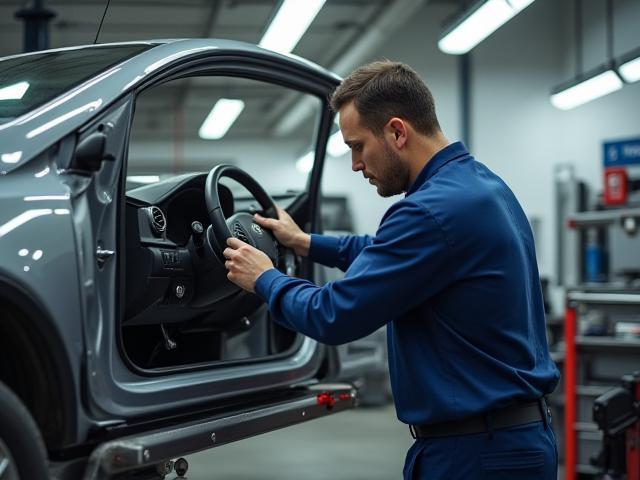 Technician performing structural and frame repair using advanced Kar Grabber system